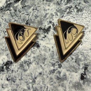 Geometric Gold and Black Earrings